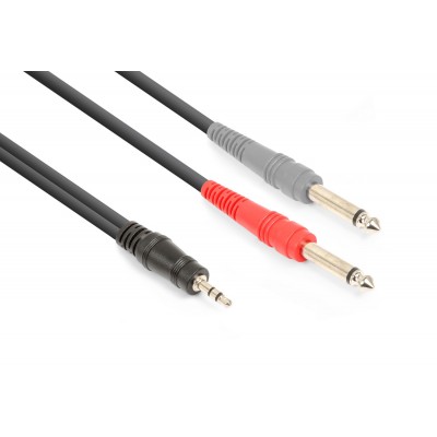 Vonyx CX332-6 kabelis 3,5 mm stereo — 2 x 6,3 mm mono, 6 m