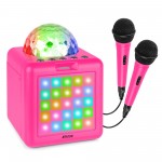 KAR15P karaoke skaļrunis ar 2 mikrofoniem rozā krāsā