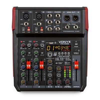 VM-KG06 mūzikas mikseris 6 kanālu BT/DSP/USB ieraksts