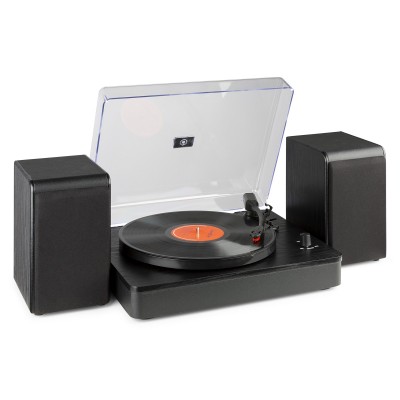 RP330 Record Player HQ Black ar skaļruņiem