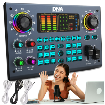DNA SC TWO ārējā skaņas karte digitālā, ar baterijām darbināma Bluetooth audio saskarne DSP USB-C Phantom 15 skaņas efektu tiešraides straumēšanai DNA SC TWO ārējā skaņas karte digitālā, ar baterijām darbināma Bluetooth audio saskarne DSP USB-C Phantom 15 skaņas efektu tiešraides straumēšanai
