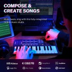 Donner DMK 25 MIDI tastatūras kontrolieris Mūzikas mini taustiņš ar 8 apgaismotiem bungu spilventiņiem, 4 pogām, 4 vadības faderiem MIDI kontrolieris, melns