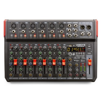 Vonyx VM-KG10 mūzikas mikseris 10 kanālu BT/DSP/USB ieraksts