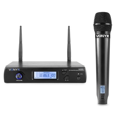 Vonyx WM61 bezvadu mikrofons UHF 16Ch ar 1 rokas mikrofonu Vonyx WM61 bezvadu mikrofons UHF 16Ch ar 1 rokas mikrofonu