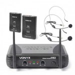 Vonyx STWM712H 2 kanālu VHF bezvadu austiņu mikrofonu sistēma