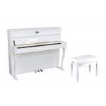 V-TONE BL-980 WH digitālās vertikālās klavieres, baltas, un sēdeklis klavierēm, balts