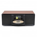 Viss vienā mūzikas sistēma CD/DAB+ ar bateriju un koka korpusu