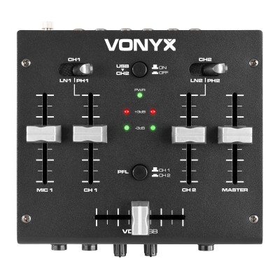 Vonyx VDJ2USB 3 kanālu stereo DJ/USB mikseris Vonyx VDJ2USB 3 kanālu stereo DJ/USB mikseris