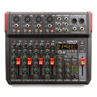 Vonyx VM-KG08 mūzikas mikseris 8 kanālu BT/DSP/USB ieraksts Vonyx VM-KG08 mūzikas mikseris 8 kanālu BT/DSP/USB ieraksts