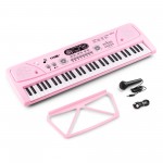 KD61P elektroniskā tastatūra ar 61 taustiņu un bateriju, rozā krāsā