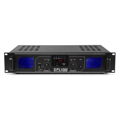 Skytec SPL 1000MP3 pastiprinātājs zils LED + EQ Black Skytec SPL 1000MP3 pastiprinātājs zils LED + EQ Black