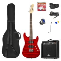 GigKit elektriskās ģitāras komplekts stepēts stils tumši sarkans