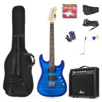 GigKit elektriskās ģitāras komplekts stepēts stils tumši zils