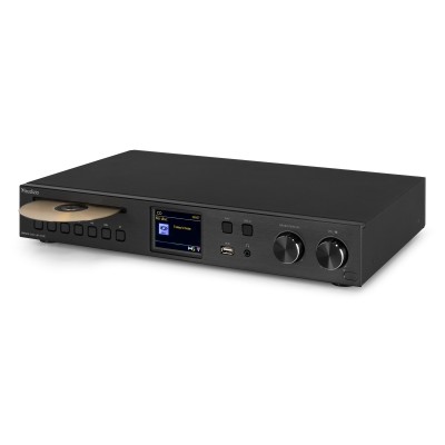 Audizio Brescia interneta uztvērējs ar pastiprinātāju, DAB+ un CD atskaņotāju melns