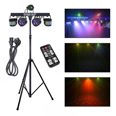 LIGHT4ME LED BAR PAR DERBY LASER daudzefektu gaismas disko apgaismojuma komplekts