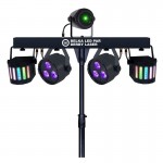 LIGHT4ME LED BAR PAR DERBY LASER daudzefektu gaismas disko apgaismojuma komplekts