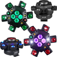 LIGHT4ME COSMOS gaismas daudzefektu LED RGBWA 6in1 staru efekts Bee Eye 2x lāzera R/G strobe W/A disko klubu DJ apgaismojums