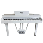 V-TONE GP-88 WH digitālās klavieres, flīģelis, stacionāras, baltas, svērtas atslēgas, pakāpeniska āmurveida darbības klaviatūra, V-TONE BENCH 2 WH klavieru sols ar uzglabāšanas nodalījumu, BALTS