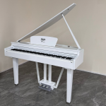 V-TONE GP-88 WH digitālās klavieres, flīģelis, stacionāras, baltas, svērtas atslēgas, pakāpeniska āmurveida darbības klaviatūra, V-TONE BENCH 2 WH klavieru sols ar uzglabāšanas nodalījumu, BALTS