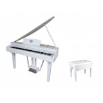V-TONE GP-88 WH digitālās klavieres, flīģelis, stacionāras, baltas, svērtas atslēgas, pakāpeniska āmurveida darbības klaviatūra, V-TONE BENCH 2 WH klavieru sols ar uzglabāšanas nodalījumu, BALTS