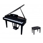V-TONE GP-88 BK digitālās klavieres, flīģelis, stacionāras, MELNAS, svērtās taustiņi, pakāpeniskas āmurveida darbības klaviatūra, V-TONE BENCH 1 BK sēdeklis flīģelim
