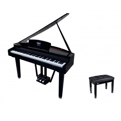 V-TONE GP-88 BK digitālās klavieres, flīģelis, stacionāras, MELNAS, svērtās taustiņi, pakāpeniskas āmurveida darbības klaviatūra, V-TONE BENCH 1 BK sēdeklis flīģelim