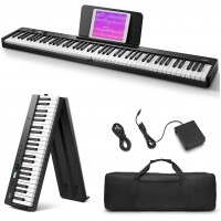 Eastar EP-10 salokāmas digitālās klavieres 88 taustiņu pilna izmēra daļēji svērta klaviatūra, Bluetooth pārnēsājamas elektriskās klavieres ar klavieru somu