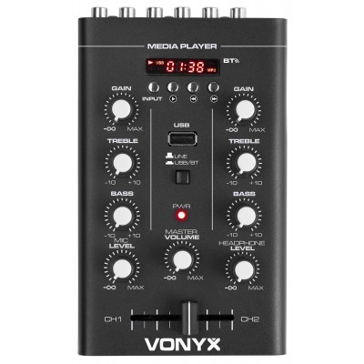 Vonyx STM500WT 2 kanālu USB/MP3/BT mikšeris Vonyx STM500WT 2 kanālu USB/MP3/BT mikšeris