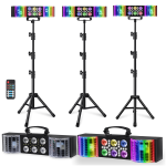 LIGHT4ME MAGIC BAR 3 gaismas daudzefektu RGBW 3in1 balta strobe bezvadu tālvadības statīva komplekts