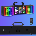 LIGHT4ME MAGIC BAR 3 gaismas daudzefektu RGBW 3in1 balta strobe bezvadu tālvadības statīva komplekts