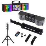 LIGHT4ME MAGIC BAR 3 gaismas daudzefektu RGBW 3in1 balta strobe bezvadu tālvadības statīva komplekts
